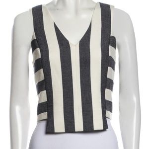 Milly Striped V-Neck Crop Top